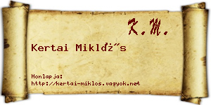 Kertai Miklós névjegykártya